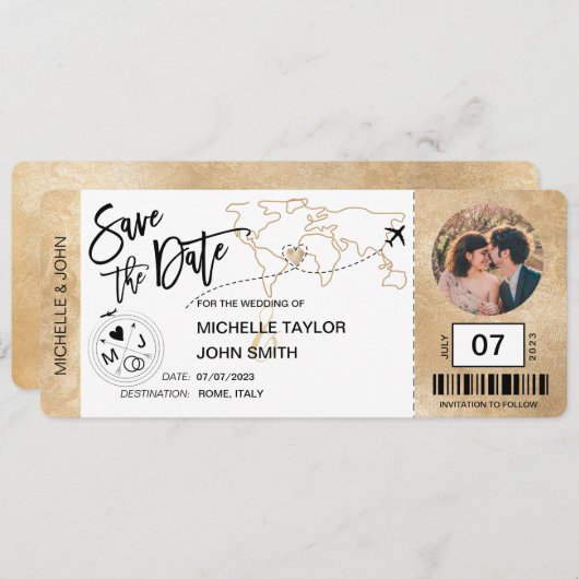 Sla de datum op instapkaart Eenvoudige wereldkaart Kaart (Voorkant / Achterkant)