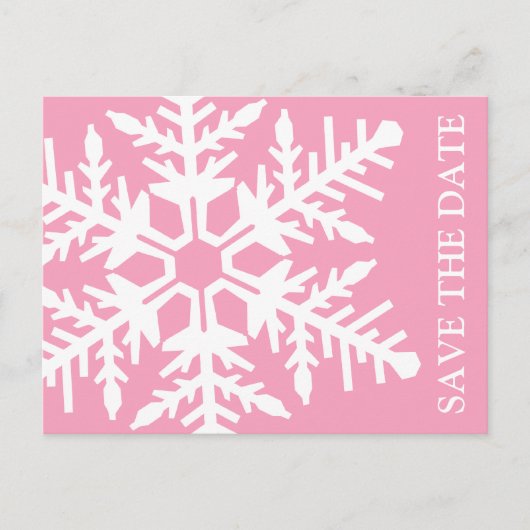 Sla de datum op Jumbo Snowflake (roze / wit) Aankondigingskaart (Voorkant)