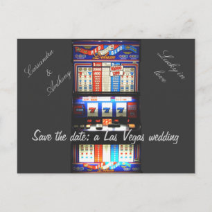 Sla de datum op Las Vegas Wedding Slot Machine Aankondigingskaart