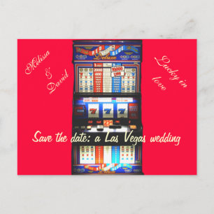Sla de datum op Las Vegas Wedding Slot Machine Red Aankondigingskaart