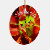 Sla de datum op maat rode bloesem keramisch ornament (Rechts)