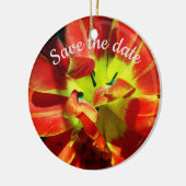 Sla de datum op maat rode bloesem keramisch ornament (Links)