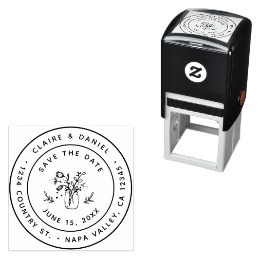 Sla de datum op Mason Jar Retouradres Zelfklevend Zelfinktende Stempel (In situ)