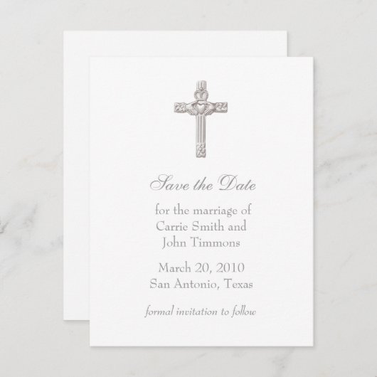 Sla de datum op met Claddagh Cross Save The Date (Voorkant / Achterkant)