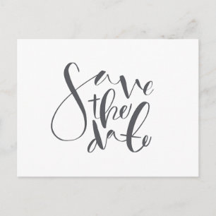 Sla de datum op, met de hand getekend script-wit e aankondigingskaart
