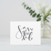 Sla de datum op, met de hand getekend script-wit e aankondigingskaart (Staand voorkant)