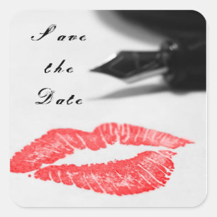Sla de datum op met een Kiss-Sticker Vierkante Sticker