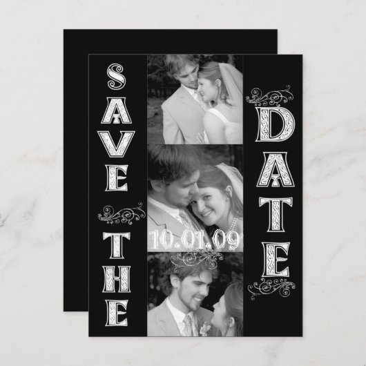 Sla de datum op met je foto's aankondigingskaart (Voorkant / Achterkant)