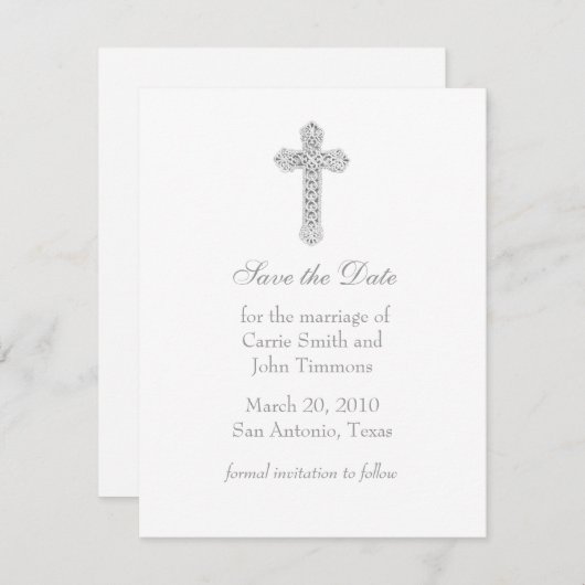 Sla de datum op met Kruis Save The Date (Voorkant / Achterkant)