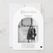 Sla de datum op Modern Script Arch Wedding Photo Kaart (Achterkant)