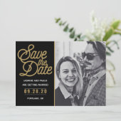 Sla de datum op Modern Script Wedding Photo Card Kaart (Staand voorkant)