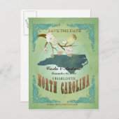 Sla de datum op - North Carolina kaart met mooie v (Voorkant / Achterkant)