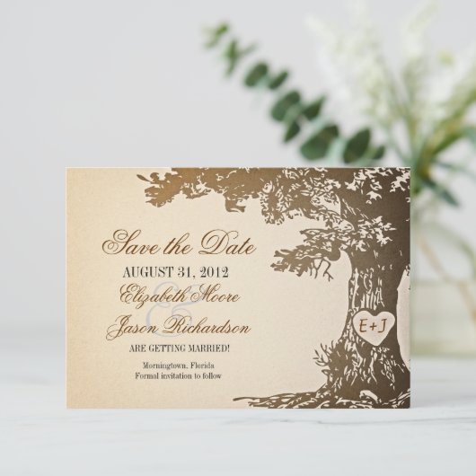 Sla de datum op Old Tree platte kaarten (Staand voorkant)