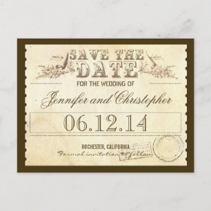 Sla de datum op Oude vintage tickets Typografische Aankondigingskaart