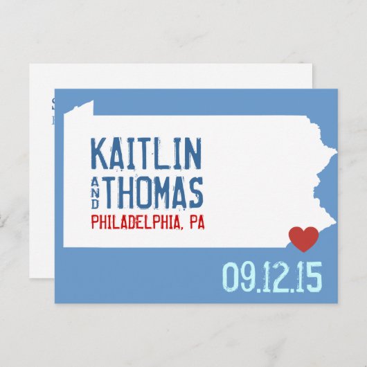 Sla de datum op -  - Pennsylvania Aankondigingskaart (Voorkant / Achterkant)