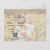 Sla de datum op QR Code 2 foto's Modern handschrif Aankondigingskaart (Achterkant)