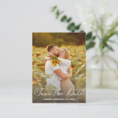 Sla de datum op QR Code 2 foto's Modern handschrif Aankondigingskaart (Staand voorkant)