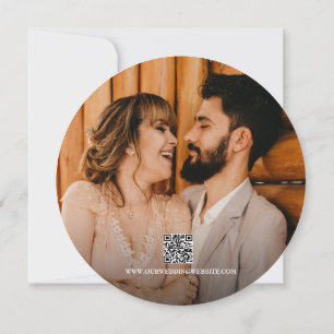 Sla de datum op QR-code Hout Rustieke foto Huwelij Kaart