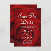 Sla de datum op - Red Rose Textured Save The Date (Voorkant / Achterkant)