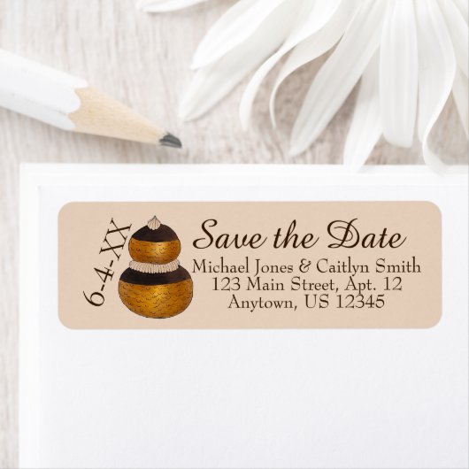 Sla de datum op Religieuse Cream Puff Frans Gebak Etiket (Insitu)