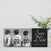 Sla de datum op Ringdrager fotocards Save The Date (Staand voorkant)