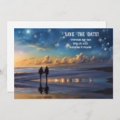Sla de datum op Romantisch paar op het strand Kaart (Voorkant / Achterkant)
