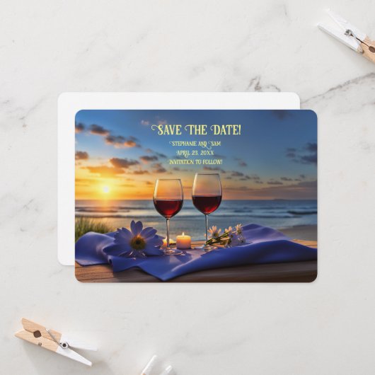 Sla de datum op Romantische wijn aankondiging op h (Voorkant / Achterkant in situ)