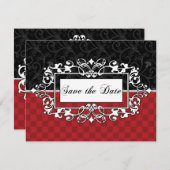 Sla de datum op rood en zwart elegant schrift aang kaart (Voorkant / Achterkant)