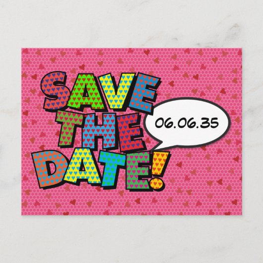Sla de datum op Roze Modern Hearts Confetti bruilo Aankondigingskaart (Voorkant)