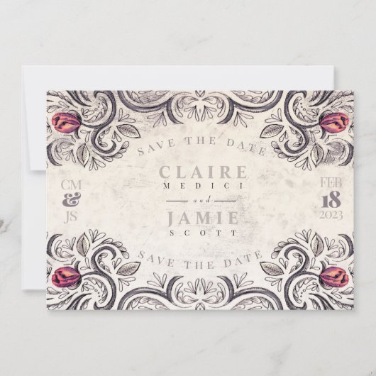 Sla de datum op, RUSTIC ROOS flat card Kaart (Voorkant)