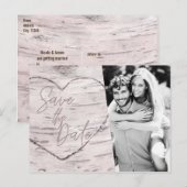 Sla de datum op Rustic White Birch Verloving Foto Briefkaart (Voorkant / Achterkant)