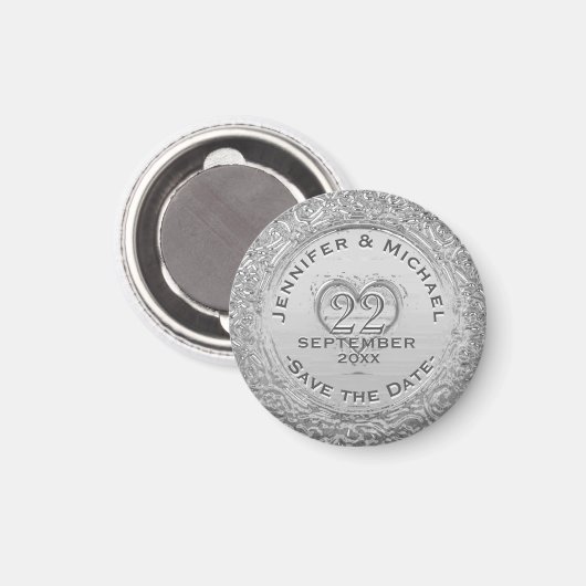 Sla de datum op -  Silver Foil Look Magneet (Voorkant / Achterkant)