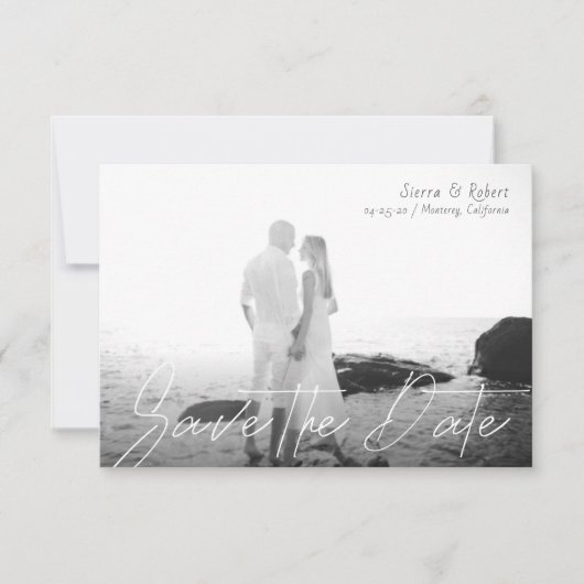 Sla de datum op Small Smooth Stroke-aankondiging Kaart (Voorkant)