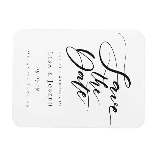 Sla de datum op Stijlvolle chic kalender Magneet (Horizontaal)