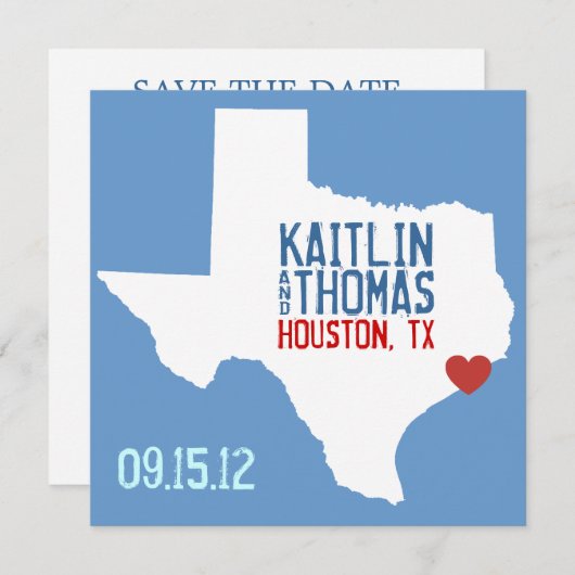 Sla de datum op - - Texas Save The Date (Voorkant / Achterkant)
