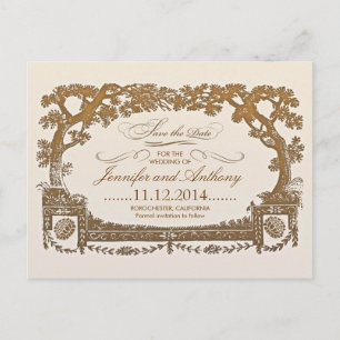 Sla de datum op Trees Typografische briefkaarten