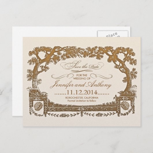 Sla de datum op  Trees Typografische briefkaarten (Voorkant / Achterkant)