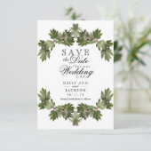 Sla de datum op - Trendy Green Leaf Swags Save The Date (Staand voorkant)