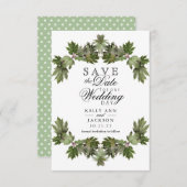 Sla de datum op - Trendy Green Leaf Swags Save The Date (Voorkant / Achterkant)