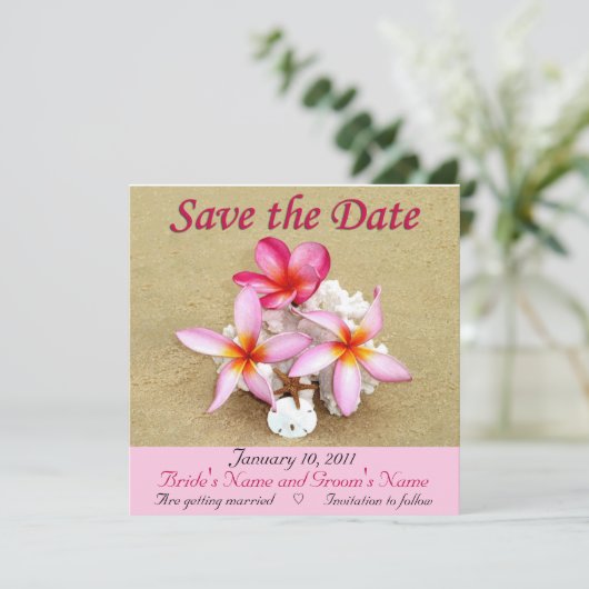 Sla de datum op - Tropisch strand bruiloft Save The Date (Staand voorkant)