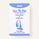 Sla de datum op trouwdag waterverf badge (Achterkant)