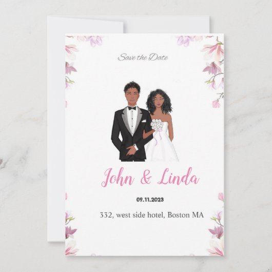 Sla de datum op, trouwen, zwart koppel, save the date (Voorkant)