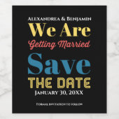 Sla de datum op Trouwkaart Modern Wijn Etiket (Enkel label)