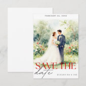 Sla de datum op Trouwuitnodiging | Romantisch Save The Date (Voorkant / Achterkant)