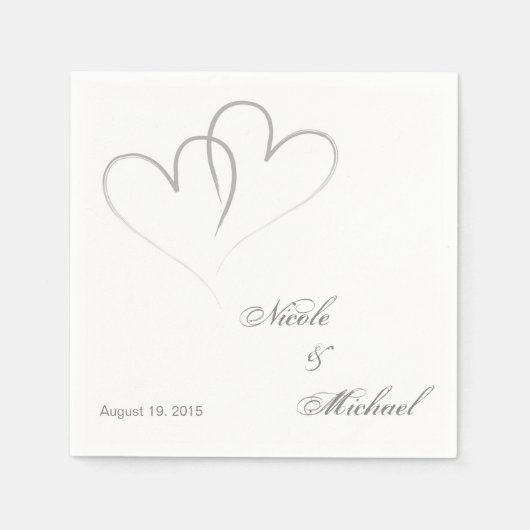 Sla de datum op - twee harten met elkaar verweven servetten (Voorkant)