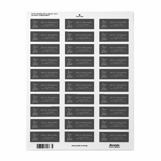 Sla de datum op Verjaardag Charcoal Grey Etiket (Full Sheet)