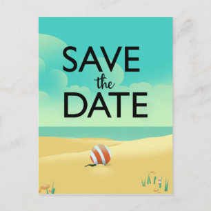 Sla de datum op Vintage Strand Briefkaart