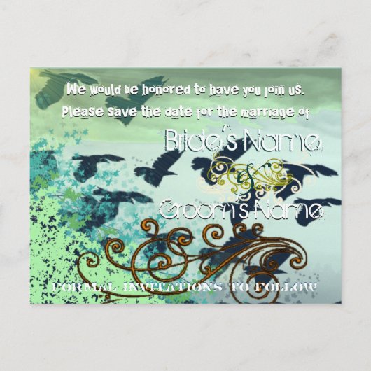 Sla de datum op - Vliegende vogels - Aankondigingskaart (Achterkant)