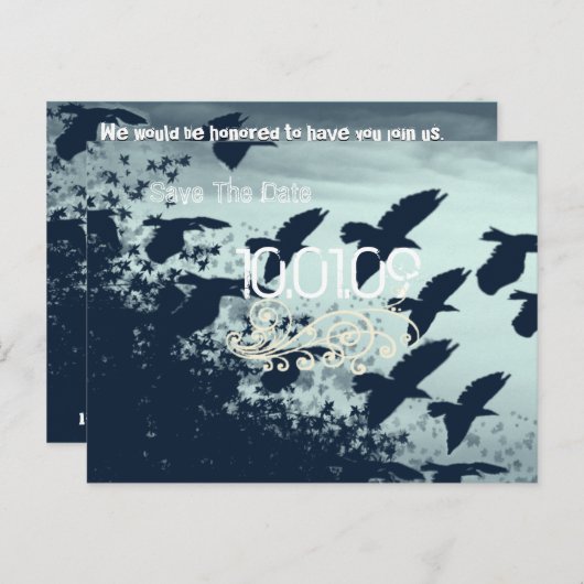 Sla de datum op - Vliegende vogels - Gepersonalise Aankondigingskaart (Voorkant / Achterkant)