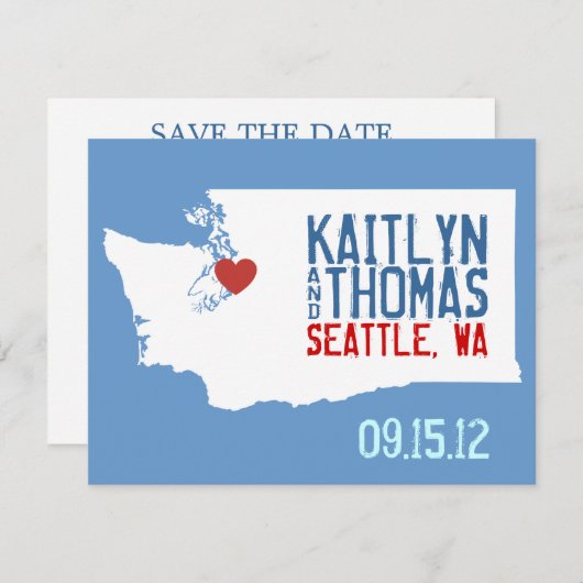Sla de datum op -  - Washington Save The Date (Voorkant / Achterkant)